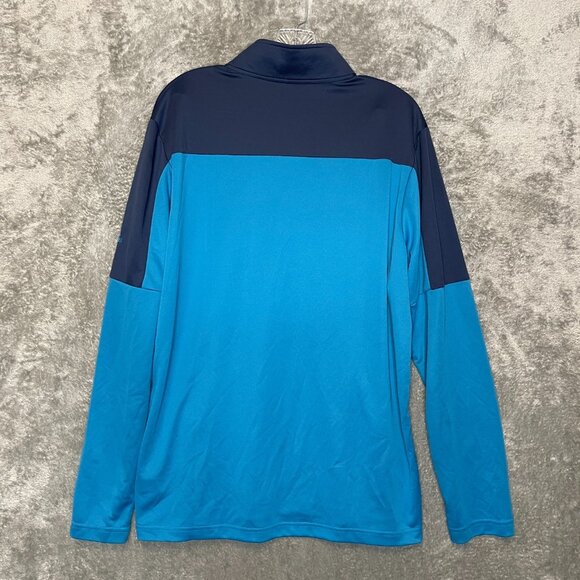 adidas Men Primegreen Colorblock Essentials UPF 1/4 Zip Pullover Stretch Blue L - Picture 2 of 13